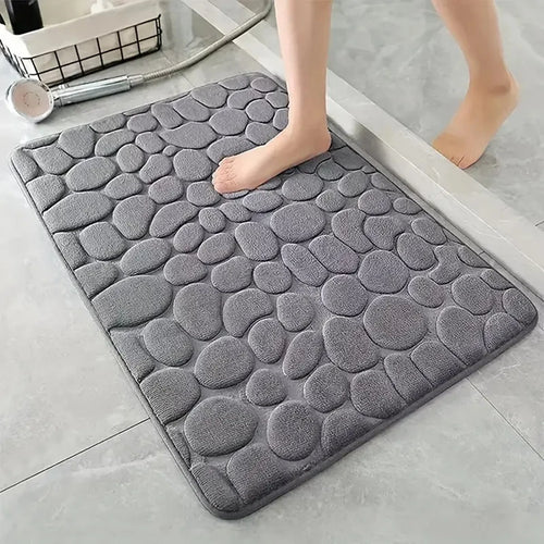 3D Antislip Badmat met Kiezelstructuur – Absorberend, Sneldrogend & Wasbaar