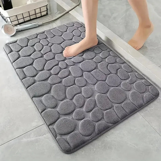 3D Antislip Badmat met Kiezelstructuur – Absorberend, Sneldrogend & Wasbaar