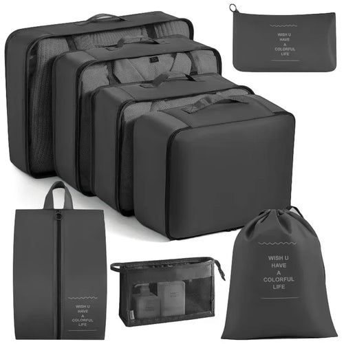 Travel Organizer Set 6/8-delig – Packing Cubes voor Kleding & Schoenen, Overzichtelijk en Ruimtebesparend