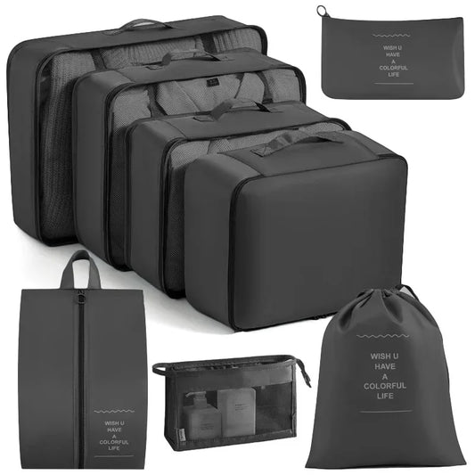 Travel Organizer Set 6/8-delig – Packing Cubes voor Kleding & Schoenen, Overzichtelijk en Ruimtebesparend