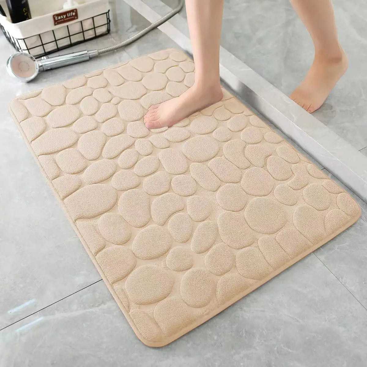3D Antislip Badmat met Kiezelstructuur – Absorberend, Sneldrogend & Wasbaar