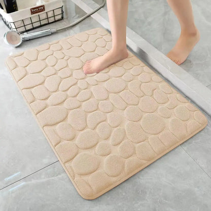 3D Antislip Badmat met Kiezelstructuur – Absorberend, Sneldrogend & Wasbaar
