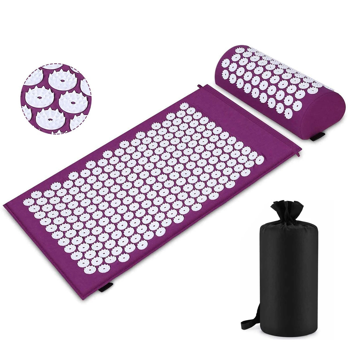 Acupressuur Massage Mat & Kussen Set – Ontspannend, Pijnverlichtend & Ideaal voor Nek, Rug en Voeten