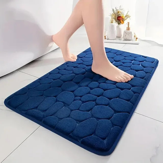3D Antislip Badmat met Kiezelstructuur – Absorberend, Sneldrogend & Wasbaar