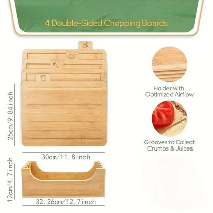 Bamboe Snijplanken Set 5-delig – Antibacterieel, Duurzaam & Mesvriendelijk voor Elke Keuken